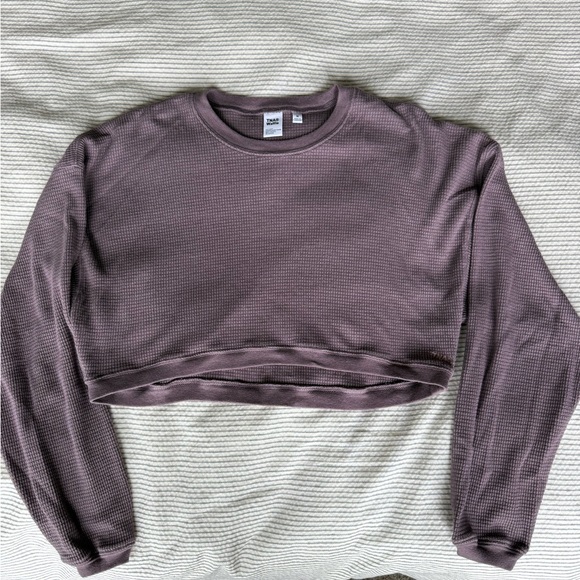 TNA Tops - TNA Mauve Cropped Waffle Long-Sleeve Top